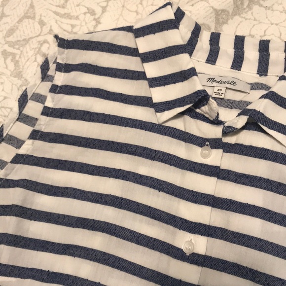 Madewell moment striped sleeveless shirt fringe - Picture 6 of 8